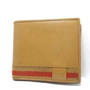 Gucci Tan Leather Wallet with Red Stripe